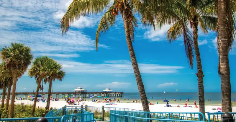 Family-friendly Lynn Hall Memorial Park in Fort Myers Beach, Florida featuring play areas and a beach access path